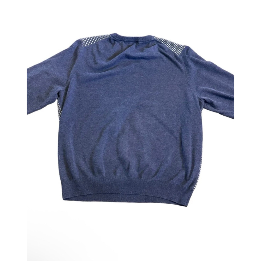 Alan Flusser Men’s Heather Navy and White Design V Neck Sweater Size X-Large - Picture 5 of 5